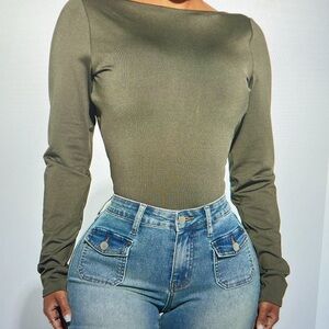 NWT Fashion Nova Bodysuit - Olive - XS